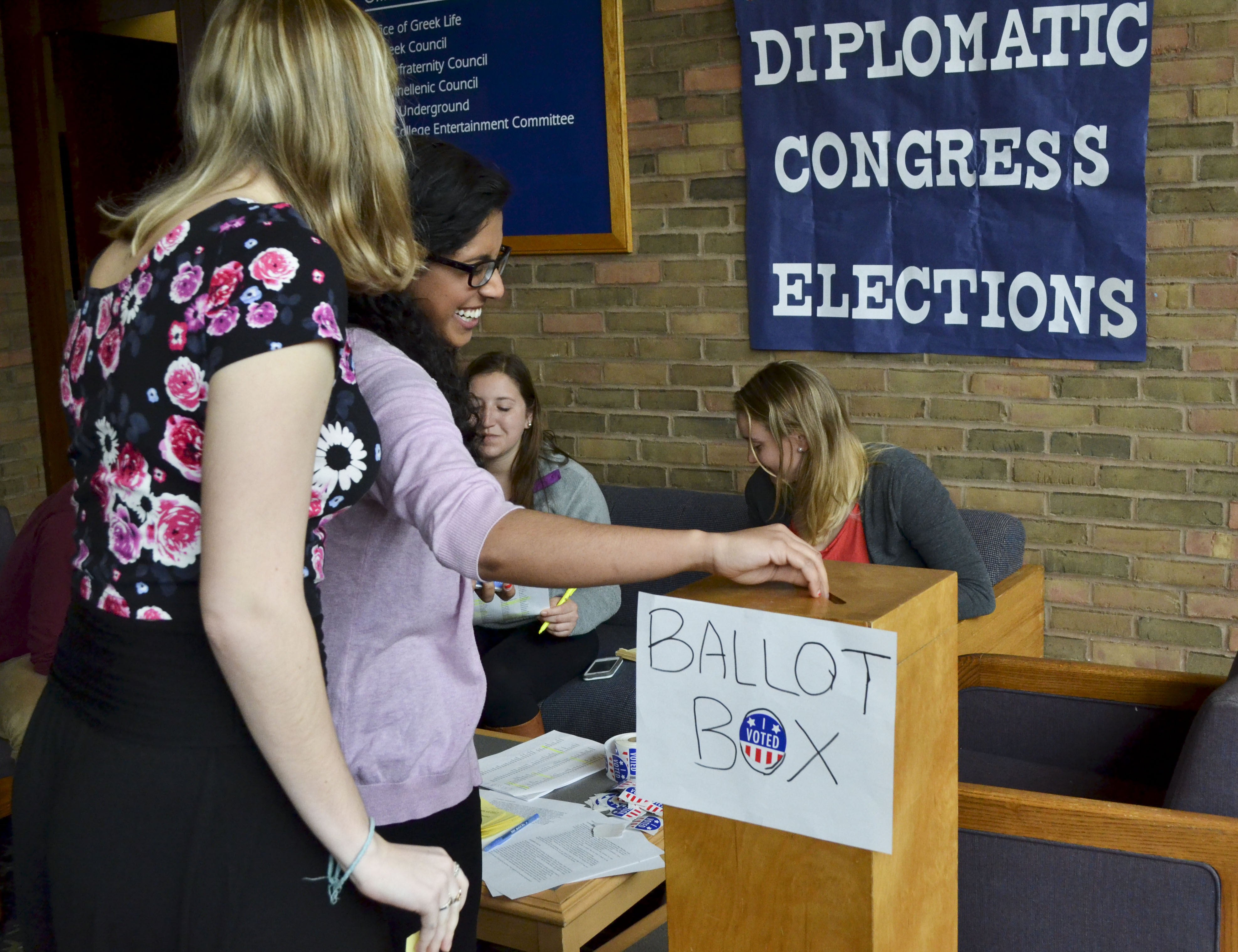 Last Tuesday, students voted for their class president on the second floor of the Steinman College Center from 8:30 a.m. to 4:30 p.m. Photo by Caylah Coffeen '17