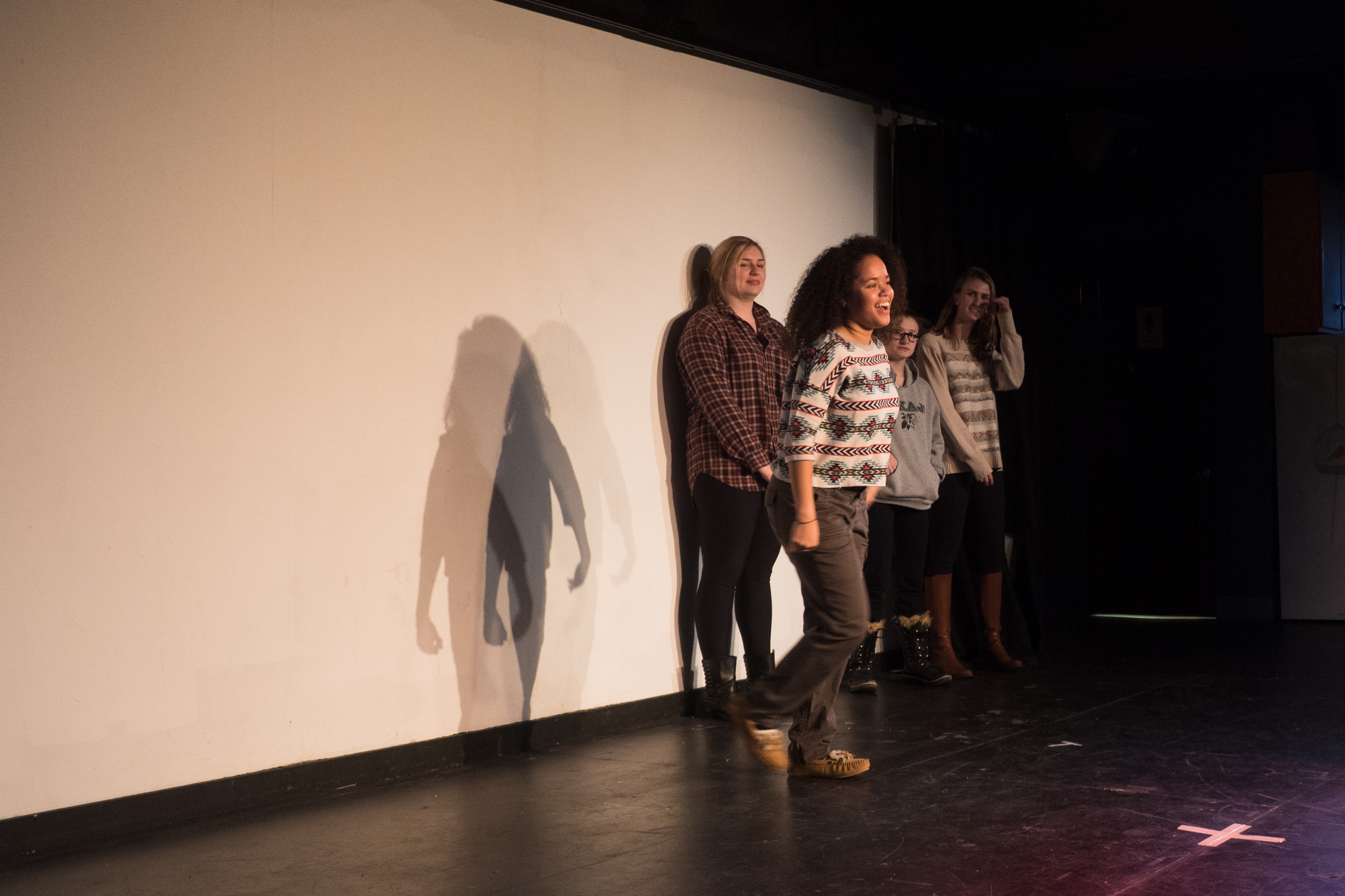 The cast of this year’s production of Eve Ensler’s The Vagina Monologues rehearsed and performed in the Other Room Theater. Cecilia Plaza ’17 directed the production for the second year in a row. Photo by Emma Brown '17